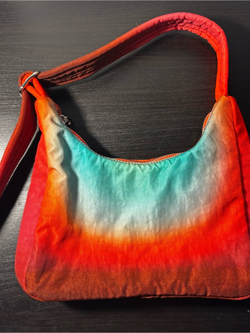 BAGGU Rain Mini Shoulder Bag Tie-Dye Gradient Shoulder Bag in Red & Teal
